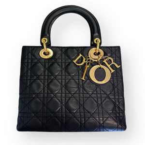 Christian Dior Cannage Quilted Lambskin Leather Lady Dior Medium