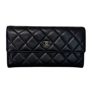 Chanel Lambskin Leather Long Wallet Black