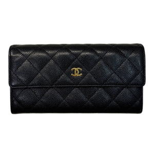 Chanel Caviar Leather Long Wallet Black