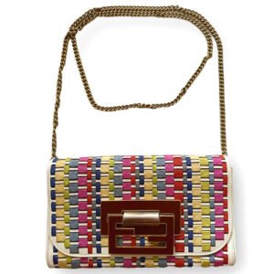 FENDI Calfskin Woven Multicolor Crossbody