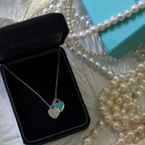 Tiffany Blue Double Heart přívěsek