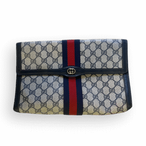 Gucci GG Supreme Sherry Line Navy Clutch Bag